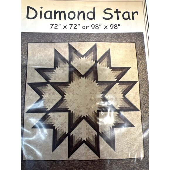 Diamond Star Quilt Pattern For 72" X 72" Or 98" X 98" Quilt - Picture 1 of 3